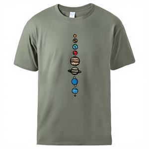 Camiseta de Manga Corta para Hombre de Algodón/Seda de Alta Calidad, Impresión Personalizada, Diseño Básico Oversize, Impresión Completa, Tejido de Punto de 220g - Product Image 1