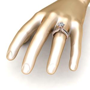 Best Seller 2,00 Ct diamante redondo chapado en oro rosa 925 anillo de loto de plata esterlina para mujer anillo de compromiso de moda de lujo - Product Image 5