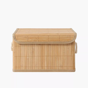 Boîte de rangement en bambou à couvercle Boîte en bambou moyenne faite à la main Décoration de table naturelle écologique en gros du Vietnam - Product Image 2