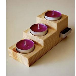 Porte-bougie en bois design pour décoration de luxe, mariages, fêtes, événements - Product Image 4