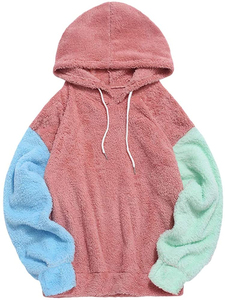 Sudadera con capucha de lana con manga de Sherpa con logotipo personalizado OEM, Sudadera con capucha peluda de varios colores personalizada, sudaderas con forro de Sherpa unisex - Product Image 2