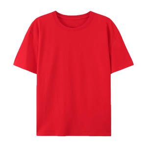 Camiseta Casual de Manga Corta para Hombre, Talla Grande, Ecológica, Transpirable, 100% Algodón Orgánico, 220g, Color Rojo, Corte Holgado - Product Image 1