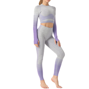 Ropa deportiva para ejercicio, ropa deportiva para entrenamiento físico, ropa de manga larga, ropa de gimnasio, conjunto de Yoga sin costuras para mujer - Product Image 5