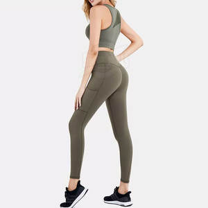 Ropa de Fitness para mujer con patrón sólido a la moda más vendida, conjunto de Yoga a un precio razonable, función de talla grande, equipo de entrenamiento de venta en línea - Product Image 6