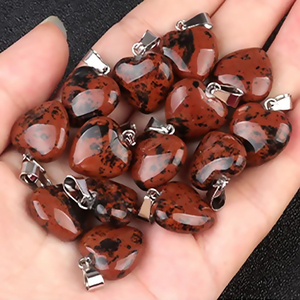 Coeur Forme Acajou Obsidienne En Argent Sterling DIY Gemstone Agate Pendentif Collier Bijoux - Product Image 1