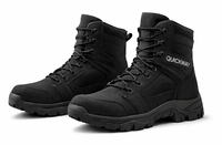 Botas Tácticas para Hombre, Negras, Duraderas, de Caña Alta, Calzado Resistente para Trabajo y Senderismo, Quickway