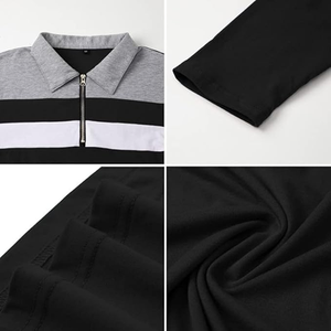 Polo à manches longues avec bloc de couleur personnalisé pour hommes OEM Slim Fit Zipper Collar Tee - Product Image 6