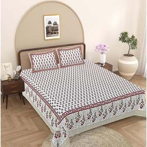 Ensemble de draps de lit super king size en coton 100% vert à fleurs avec 2 taies d'oreiller (SHKV1093) - Product Image 1