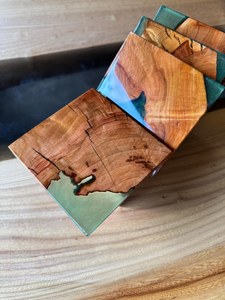 Luxury Handmade Resin and Stone <b>Coaster</b> Set with Dried Flowers Artistic Epoxy <b>Drink</b> Pads <b>for</b> Decor - Product Image 2