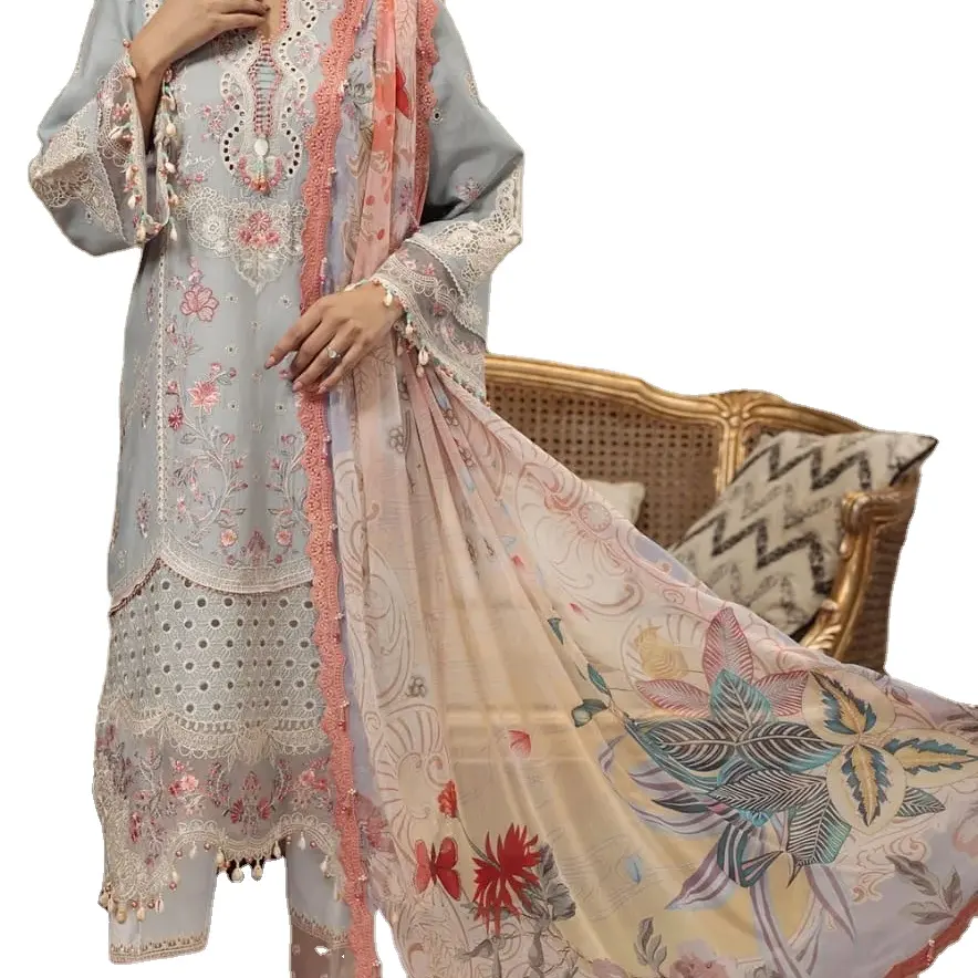 Fashion-forward 2024 dresses: high-quality, branded Pakistani & Indian styles. Heavy embroidery defines the allure.