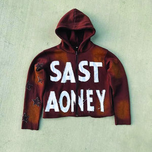 2025 logotipo personalizado 100% algodón Boxy cremallera pulóver Sudadera con capucha hombres Sunfaded ácido lavado bordado desgastado - Product Image 4