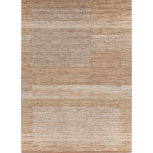 พรมขนสัตว์ทอมือสีเบจและสีน้ำตาล Tesoro รุ่น Hwl-165 ลายทาง สำหรับห้องนั่งเล่น ทางเข้าบ้าน และห้องนอน - Product Image 1