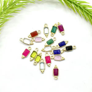 Pendentif unique à fermoir en pierre de quartz rose, forme rectangulaire, en laiton, 8 à 10 mm, prix de gros et MANGALMAY CORPORATION - Product Image 3