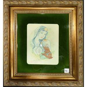 Pintura artesanal en miniatura persa, lista para colgar, para decoración de pared del hogar, 21 x 18 Abcpm0249 - Product Image 1