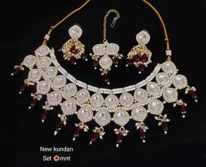 Ensemble de bijoux plaqué or kundan traditionnel indien et ensemble de collier en cuivre pour femmes et filles accessoires indiens bijoux femmes - Product Image 3