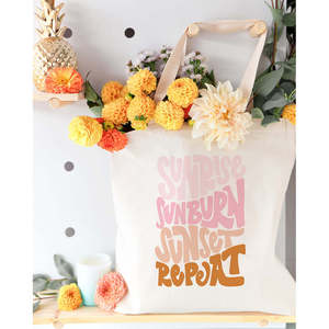 Sunrise Sunburn Sunset Repeat Cotton Canvas Tote Bag Stylish Eco-Friendly Product in Cotton Bags Category - Product Image 4