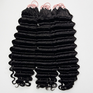 Cabello humano de onda profunda para crochet, negro natural, suave, rizos completos, cabello tipo pluma para trenzas y estilos de crochet. - Product Image 4