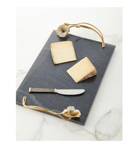 Plateau de Table en Marbre Blanc au Design Unique avec Poignée en Métal Plateau de Service de Table en Marbre Fait Main au Gros Nouveau Design - Product Image 1