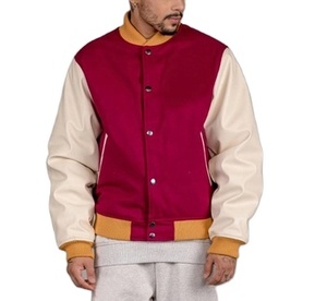 Men's Quilted Lining University Letterman <b>Jacket</b> Winter Leather Sleeves Casual <b>Mandarin</b> <b>Collar</b> Custom Wool Varsity <b>Jacket</b> Men's - Product Image 3