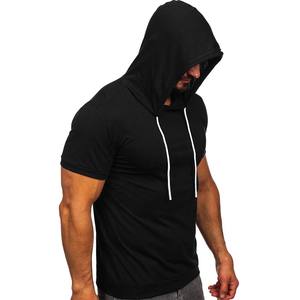 Camiseta con Capucha para Hombre, Cuello Redondo, Ajustada, Clásica, Informal, de Manga Corta, con Cordón Ajustable - Product Image 6