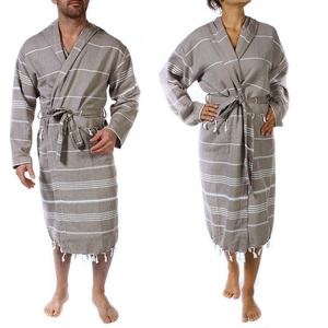 Turkish Unisex Luxury Bathrobe 100% Cotton <b>Hooded</b> Striped Pattern Plus Size Wholesale Clearance Sale in Bulk for Men Women - Product Image 6