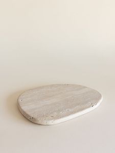 ถาดเสิร์ฟหินธรรมชาติทรงรีทำจากหินอ่อน Travertine หรูหราทนทานสำหรับตกแต่งงานปาร์ตี้สำหรับบ้านและโต๊ะเครื่องแป้งน้ำหอมใช้ในบ้าน - Product Image 3