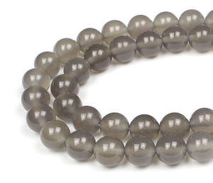 Perles de pierre, perles d'agate grises, collier de pierres précieuses lisses, pierres de guérison, cristal naturel, grossiste - Product Image 3