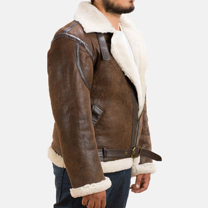 Otoño/Invierno nueva chaqueta de moto de piel de oveja genuina con cuello levantado a prueba de viento y transpirable diseño personalizado para hombres - Product Image 4