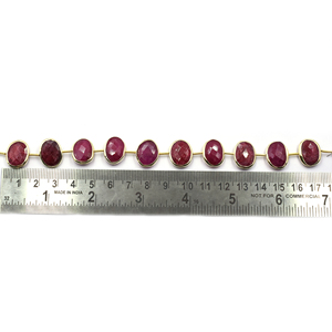 Rubí 15-17mm Forma ovalada Bisel plateado 10 Hilo de cuentas con Centro chapado en oro de 14K y 18K perforado - Product Image 4