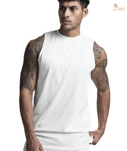 Débardeur d'été sans manches pour homme 100 % coton, fitness, gym, course à pied, séchage rapide, respirant, protection UV, écologique, uni, décontracté - Product Image 2