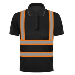 Men's Construction OEM Reflective Tape 100% Cotton Short Sleeve <b>Polo</b> T Shirts For Work Wear - Product Image 2