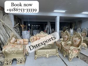 ชุดโซฟาห้องนั่งเล่นหรูหราพิเศษสำหรับวิลล่าชั้นสูงชุดโซฟาสไตล์คลาสสิกแกะสลักไม้เนื้อแข็ง - Product Image 5