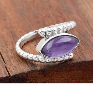 Anillo de amatista natural Anillo de bodas con cuentas de marquesa de Plata de Ley 925 - Product Image 4