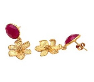 New Arrival Fuchsia Chalcedony Gemstone 925 Sterling Silver Round Shape Earrings - Product Image 1