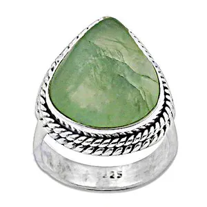 Bohemian Teardrop <b>Jade</b> Cocktail <b>Ring</b> 925 Silver Plated Natural Stone Unisex Daily Wear - Product Image 3