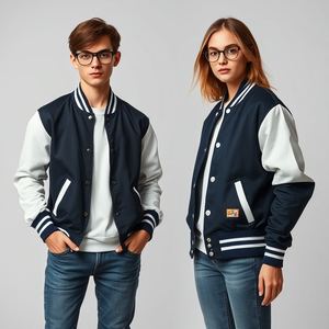 Veste de baseball universitaire personnalisée, broderie personnalisée, écusson en chenille, doublure intérieure en polyester, combo en cuir et laine - Product Image 1