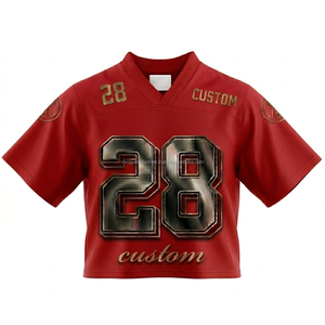 เสื้อเจอร์ซีย์อเมริกันฟุตบอลทรงวีคอแบบเรโทรสำหรับผู้ชาย พร้อมเสื้อยืดตาข่ายทรงหลวมขนาดใหญ่สำหรับพิมพ์ลาย - Product Image 4