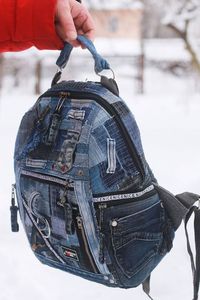 Haute qualité Vintage femmes Denim sac à dos à la main éco-à la mode imprimé tissu accessoires décontracté vente entière - Product Image 2