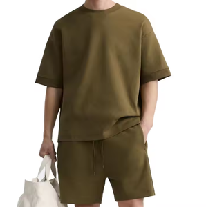 Ensemble 2 pièces mode été pour hommes T-shirt en coton respirant et survêtement d'été imprimé Tenue décontractée - Product Image 1