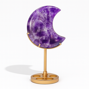 Amethyst Natural Crystal Crescent <b>Moon</b> Stand Polished Healing Gemstone Ornament 50mm SUNSHINE GEMS Fashion Trend for Decoration - Product Image 1