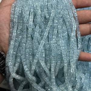 Perles Heishi facettées en aquamarine naturelle bleue de 4 mm à 7 mm, de haute qualité pour la fabrication de bijoux - Product Image 3