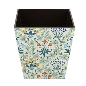 Corbeille en bois respectueuse de la nature Motif floral Imprimé Tailles personnalisées (21x21x21 cm) Conception de seau de stockage debout pour - Product Image 1