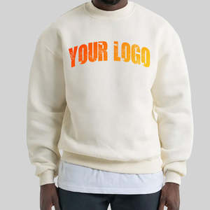 Sudadera de Hombre de Manga Larga Color Crema Sólido al por Mayor 2026, Sudadera de Cuello Redondo 100% Algodón con MOQ Bajo - Product Image 1
