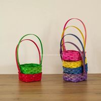 Panier-cadeau en bambou vietnamien coloré, écologique et super abordable, style antique, forme personnalisable pour Pâques, artisanat en osier