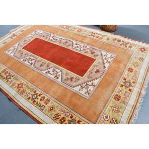 <b>Vintage</b> Turkish Wool <b>Rug</b> 6.6 X 9.7ft Large Area Traditional Orange Red Latex Backing Patchwork for Hallway Room Decor - Product Image 4