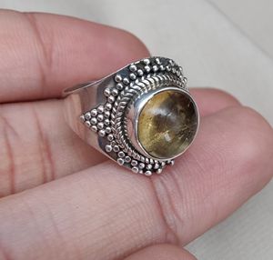 แหวนซิทรีนเงินสเตอร์ลิง925สไตล์วินเทจประดับด้วยเชือกลูกปัดแฮนด์เมดเกรดสูงสำหรับงานแต่งงานเครื่องประดับสำหรับผู้หญิงขายส่ง - Product Image 4