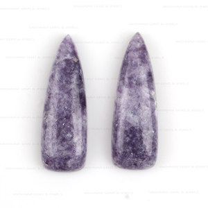 Alta calidad 10x30mm parte posterior plana calibrado cabujón largo trillón corte Natural púrpura lepidolita cuarzo joyería suministro - Product Image 5