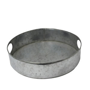 Lot de 3 plateaux ronds galvanisés couleur grise plateau acrylique grande taille pour dessus de table et décoration de restaurant faits à la main en vrac - Product Image 1