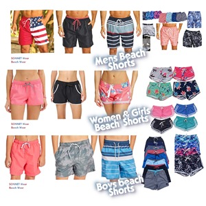 Short de plage personnalisé OEM AOP et couleurs unies Short de bain en polyester 100% avec impression numérique pour hommes, dames et enfants - Product Image 6