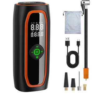 Compresseur d'air portable sans fil Cwmhy 150 psi, mini <span class=keywords><strong>pompe</strong></span> à vélo avec double affichage et jauge LED pour voiture, moto, vélo et ballons - Product Image 2
